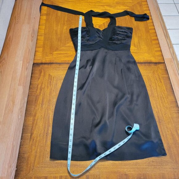 BCBGMaxAzria Black Silk Pleated Front Cocktail Dress - Picture 13 of 14